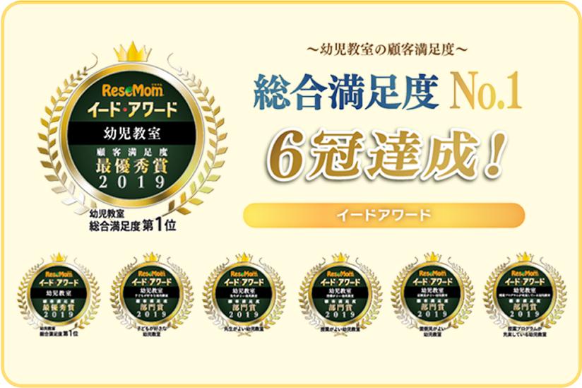 幼児教室の顧客満足度 総合満足度 No.1 6冠達成！ イードアワード